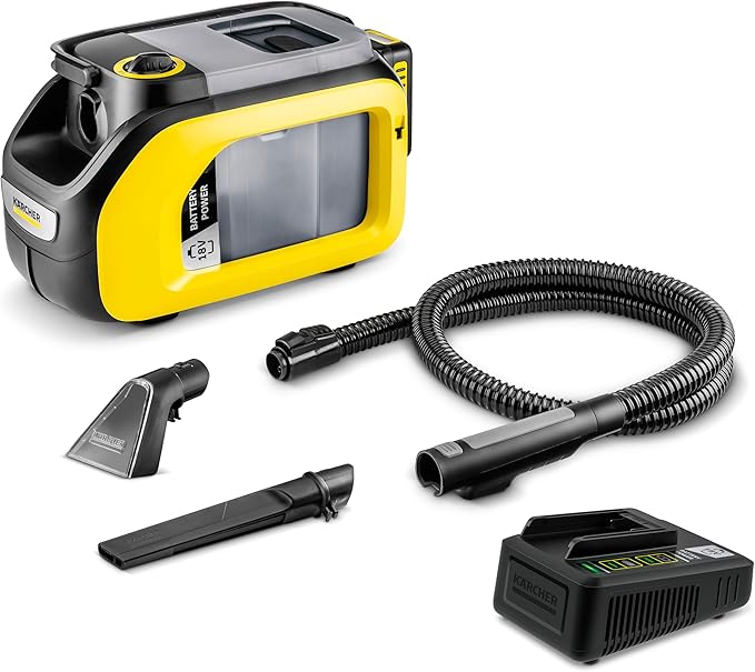 Kärcher SE 3-18 Carpet Extractor Self-Cleaning Function with 5.0 Ah 18 V Battery/Real Time Technology LCD Display Lithium-Ion Cells + Fast Charger