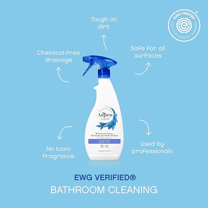AspenClean | Bathroom Spray Cleaner | Eco-Friendly Cleaner for Hardwood Laminate Stone &amp Ceramic | Non - Toxic | 100% Natural | EWG Verified | Pack of 2