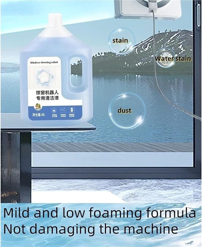 Window Cleaning Robot Glass Cleaning Solution 4L Compatible With ECOVACS Winbot W1S Pro/W1 PRO/ W2 OMNI/W2 PRO/W2 PRO OMNI/WINBOT MINI HA41 W1SPRO W920(2 bottles)