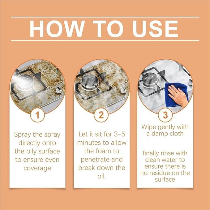 Kitchen Degreasing Foam Cleaner Household Kitchenware Stain Cleaner Multipurpose Foam Cleaner Spray for Range Hood Foam Cleaner