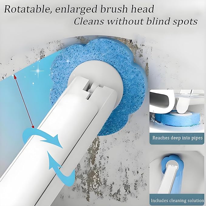 Disposable Brush with Holder &amp Refill Heads - Hygienic Sanitary Toilet Cleaner for Easy Cleaning Streak-Free Fresh Bathroom No Mess Disposable Toilet Bowl (1 Refill (36 pcs))