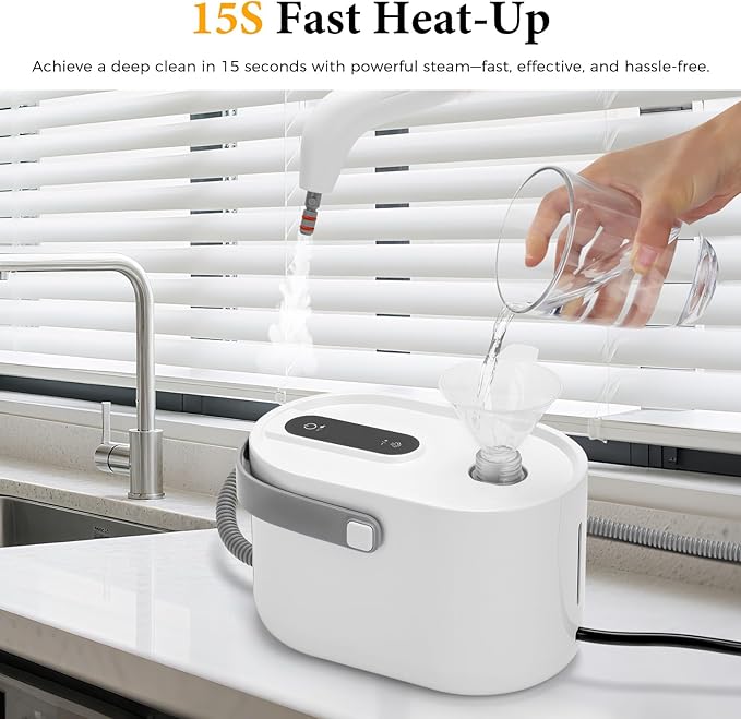 Steam Cleaner for Home All-in-One Kit Handheld Steamer for Cleaning 15s Heat-Up Steam Adjustable Suitable for Tile Grout Window Bathroom Kitchen Fabric
