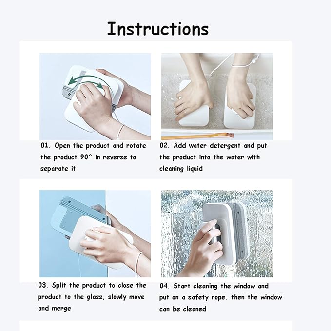 Magnetic Window Cleaner Double-Sided Window Glass Cleaning Bursh Cleaner Household Cleaning Window Tools Glass Double-Sided Wiper Fits Thickness Single/Double Glass