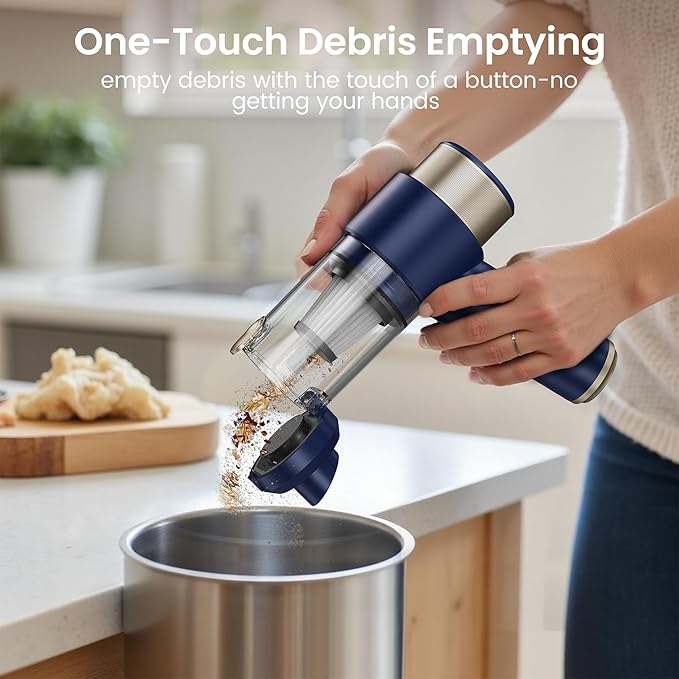Car Vacuum Handheld Vacuum Cleaner 15000PA Suction Mini Vacuums with Air Duster and Blower Portable Hand Held Vacuum for Car House Crumbs Hair (Blue)