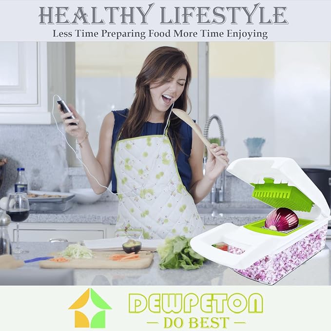 Pro-Series 16-in-1 Mandoline Slicer &amp Spiralizer Veggie Chopper with Container for Onion Salad &amp More