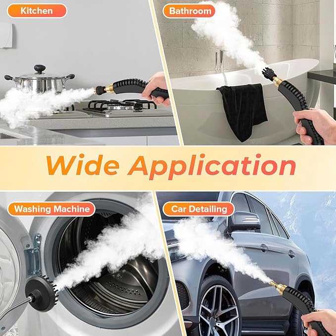 2500W Handheld Steam Cleaner High Temperature Pressurized Portable Steam Machine with 3 Brush Heads for Kitchen Bathroom Living Room Car (US Plug 110V)