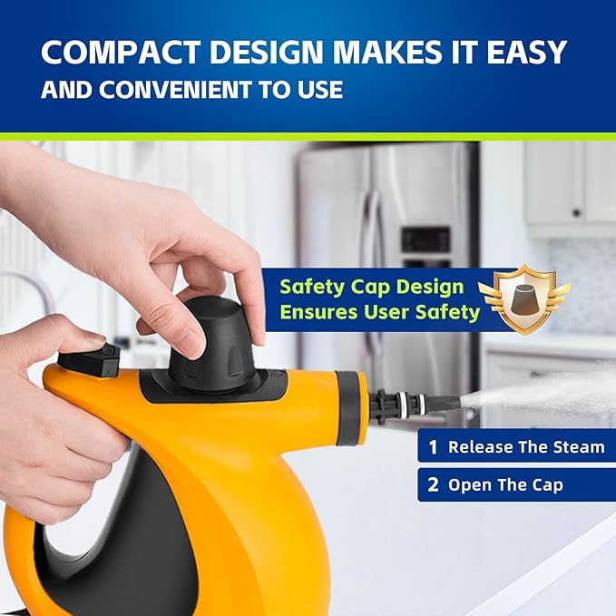 Handheld Pressurized Multi-Surface Steam Cleaner Ease of Cleaning 100% Chemical-Free Steam Cleaner for Home with 11pcs Accessories Portable Steamer for Deep Cleaning Tile Grout Window CouchCar