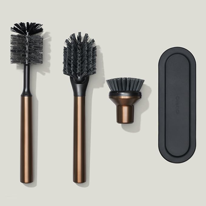 Ionic Brush Set Magnetized to Stand Upright Stainless Steel with Replaceable Heads Bronze