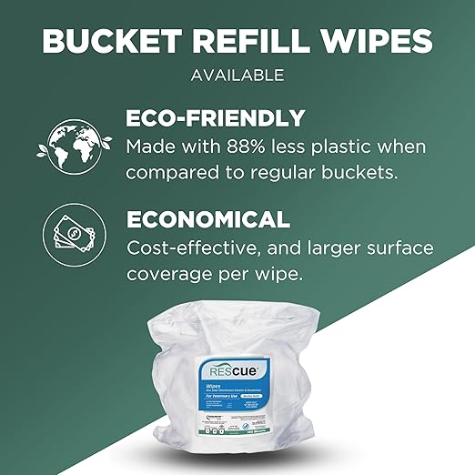 REScue Canister Wipes 12 Pack &amp Bucket Wipes – Disinfectant Cleaner for Vet Use Designed to Clean Kennels Litter Boxes &amp More
