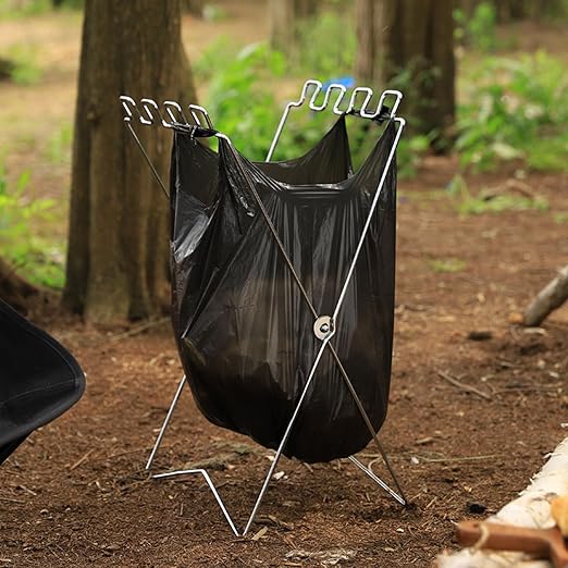 Efficient Folding Trash Bag Organizers Sturdy Folding Waste Holder for Kitchen Office and Camping Camping Trash Stand