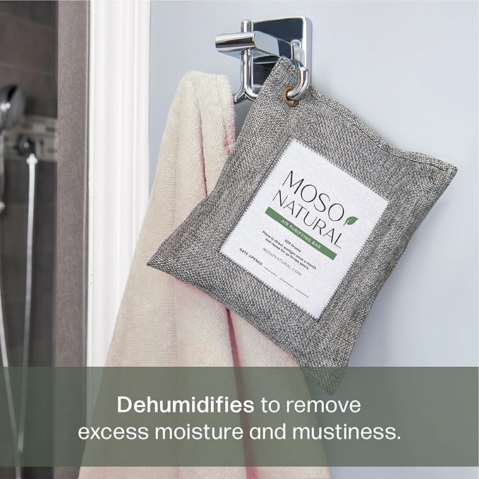 Moso Natural Air Purifying Bag 200g (3 Pack) HGTV Editor's Pick | Premium Bamboo Charcoal Odor Absorber for Home &amp Car | Closet Odor Eliminator &amp Car Air Freshener | Long Lasting Charcoal Bags