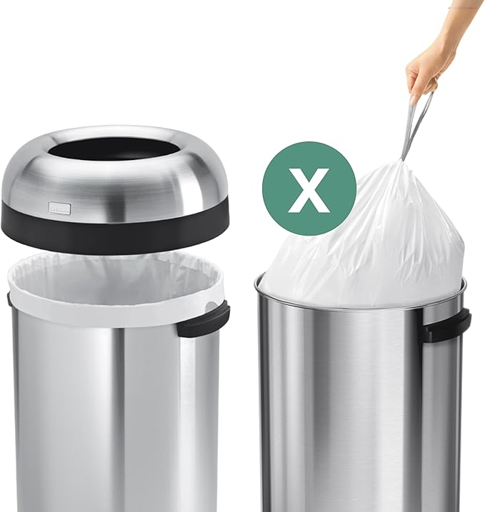 simplehuman Code X 200 Count Dispenser Pack Custom Fit Liners Drawstring Trash Bags 80 Liter / 21.1 Gallon White