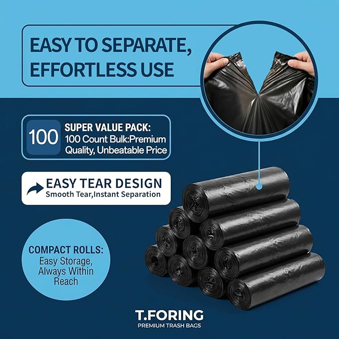 Large 40-45 Gallon Trash Bags Heavy Duty - 1.6 Mil Thick39''x47'' Strong Black Garbage Bags Unscented 100 Count Trash Can Liners for Construction Industrial Yard Outdoor Commercial