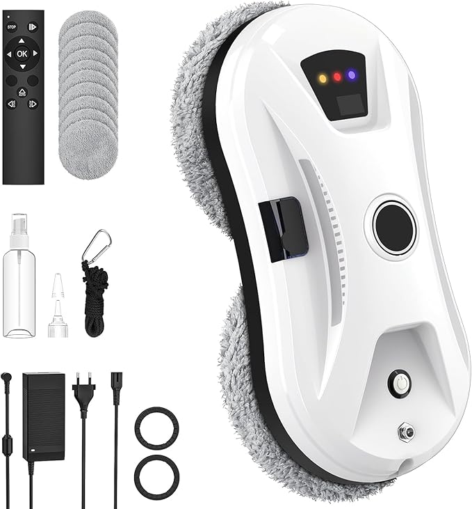 Window Cleaning Robot Window Cleaner Robot Auto Spray Automatic Cleaning with Intelligent Path Planning 5600Pa Suction Power Edge Detection Technology Remote Control