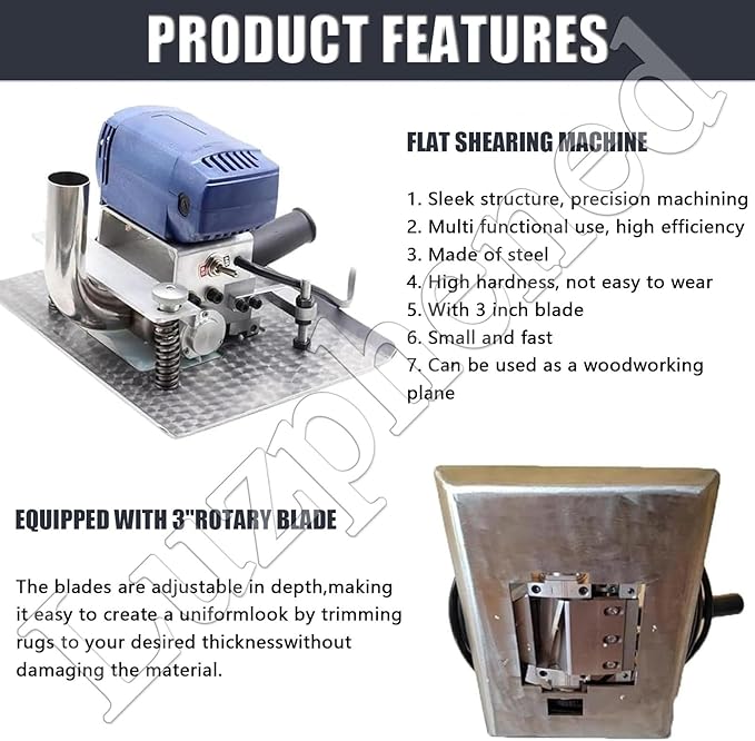 850W Carpet Trimmer Carpet Carving Clippers Adjustable Depth Flat Carpet Shearing Machine Carpet Cutter Tool Floor Cutter with 3inch Blade for Most Scene 10000 RPM