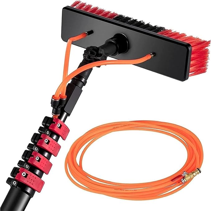 Water Fed Pole KitWater Fed Brush W/Squeegee Water Fed Cleaning SystemCleaning Tool for Window Glass Solar Panel