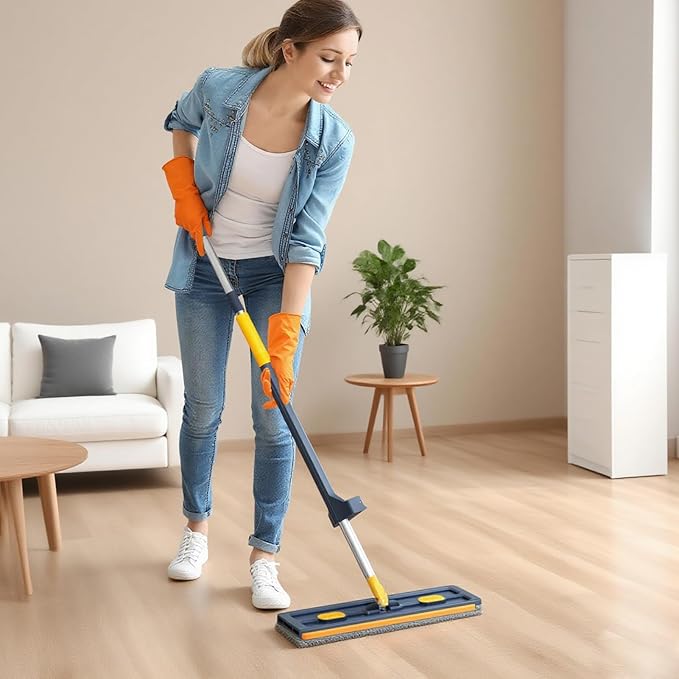 360° Rotatable Flat Floor Mop 58 Inch Long Handle with Washable Pads Large Microfiber Mop for Tile &amp Hardwood Floors Lightweight Cleaning Tool for Kitchen Bathroom Living Room