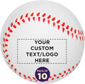 DISCOUNT PROMOS Custom Baseball Shaped Squeeze Balls Set of 10 Personalized Bulk Pack - Perfect for Promotional Giveaways - White