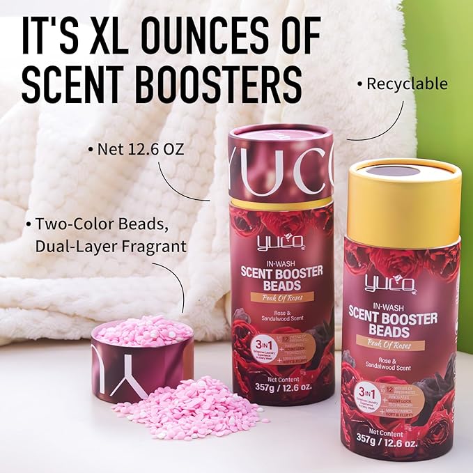 YUCO Scent Beads Laundry NaturalUltra-Concentrated Two-Color Laundry BeadsEffective Fabric DeodorizerSoftenStatic FreeMicrocapsule Tech Scent Lock Fresh Last 12Weeks(Lavender Amberwood12.6OZ)