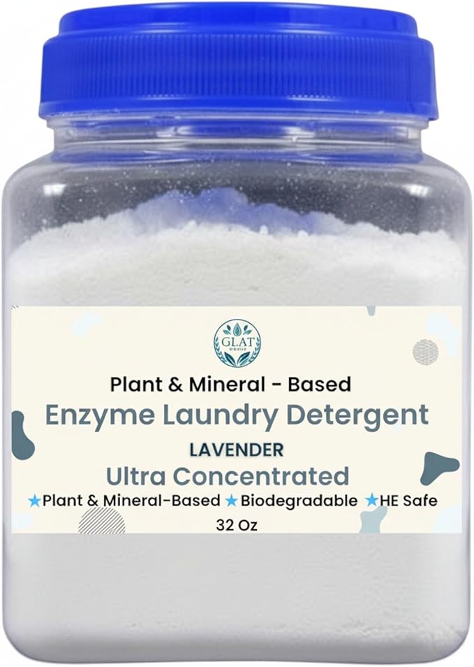Ultra-Concentrated Enzyme Laundry Detergent - Lavender | Plant &amp Mineral-Based Stain Remover Odor Eliminator | Safe for Sensitive Skin Biodegradable HE Compatible | 32 oz