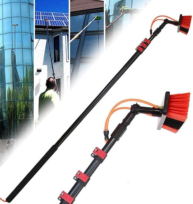Window Cleaning Poles Window Cleaning Water Fed Pole3.6-11M Water Fed Pole KitWater Fed BrushWater Fed Cleaning SystemOutdoor Window CleanerPhotovoltaic Solar Panels Cleaner Kit (18Ft/5
