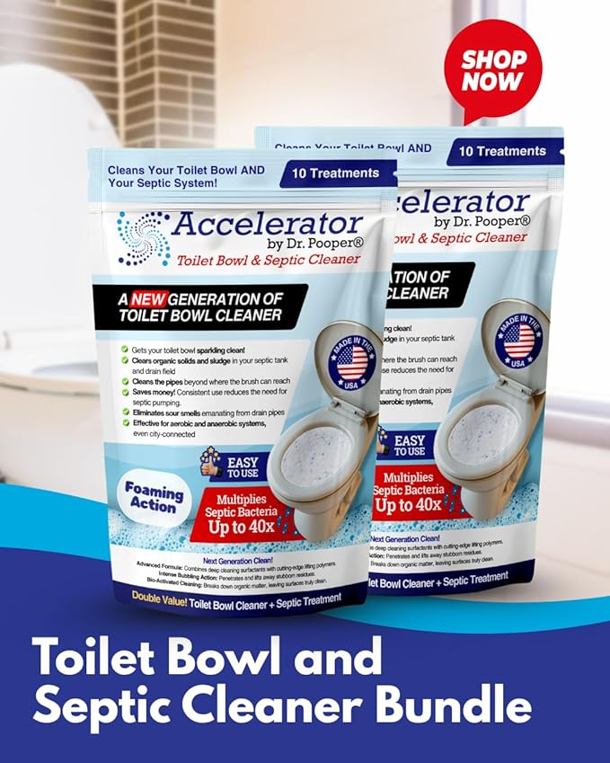 Accelerator by Dr. Pooper® Toilet Bowl &amp Septic Cleaner – 2-Pack Value Bundle