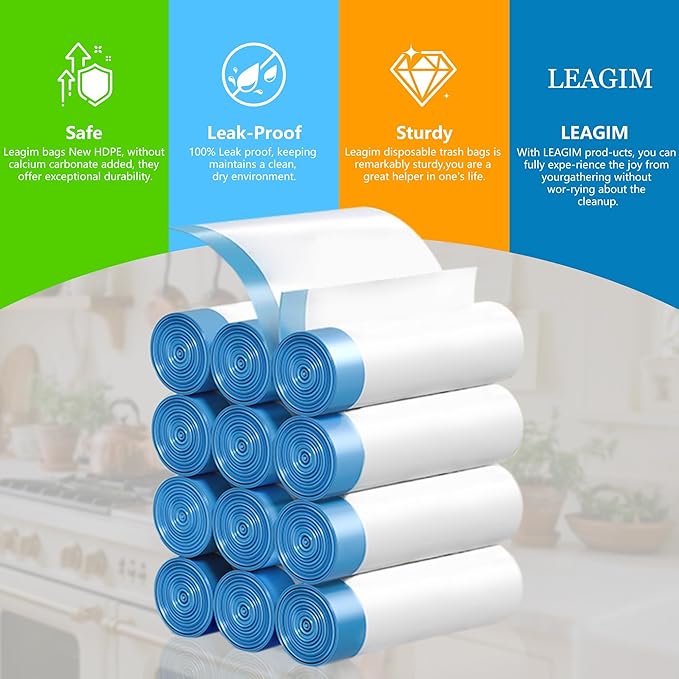 Small Trash Bags 4 Gallon 360 Count -1.2 Mil Drawstring Mini Garbage Bags White Plastic Trash Can Liners for Bathroom Accessories 15 Liter Bedroom Dorm Room Essentials Office
