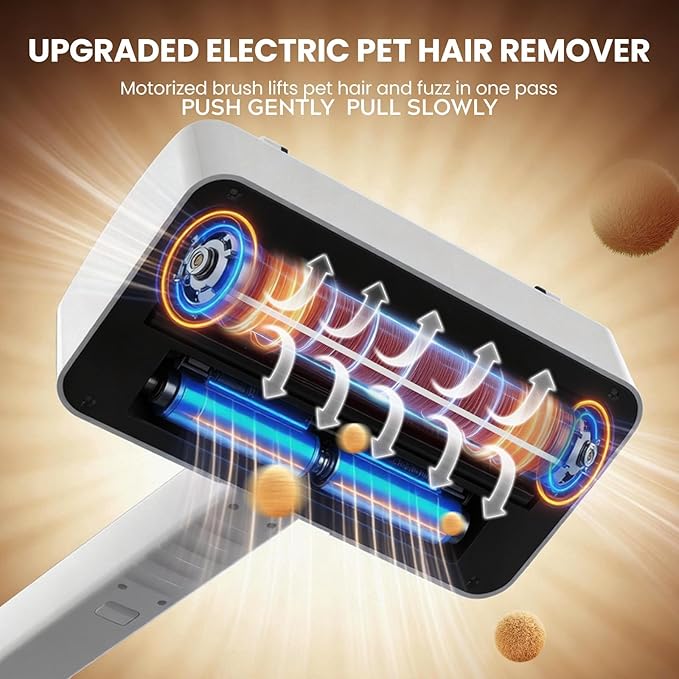 Pet Hair Remover for Carpet Reusable Pet Hair Remover 44 Inch Adjustable Handle Electric Dog Cat Hair Removal Tool for Couch Carpet