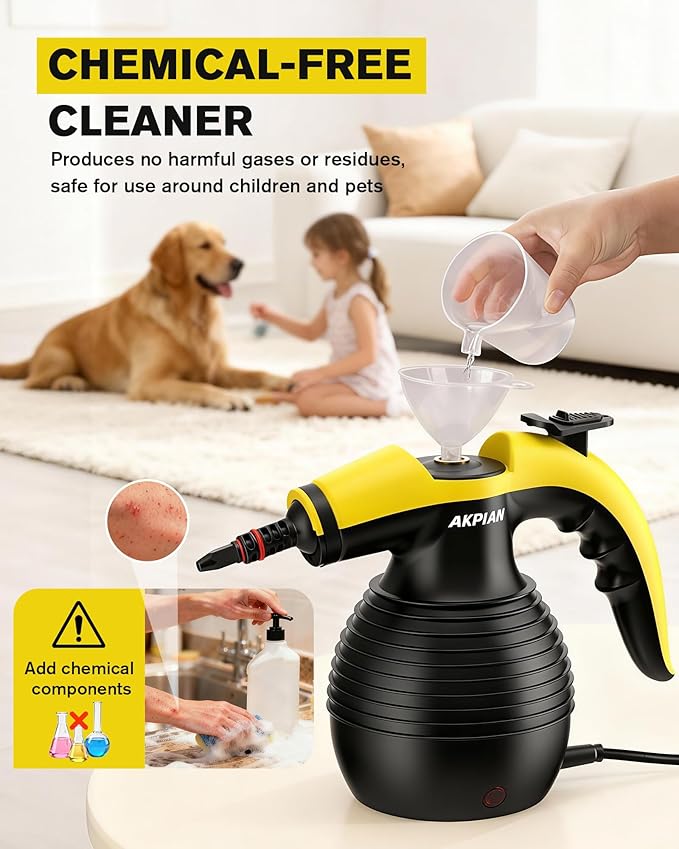 Handheld Steam Cleaner Steamer for Cleaning Multipurpose Portable Steam Cleaners for Home Use with Safety Lock and 10 Accessory Kit to Remove Grime Grease and More Save Time and Effort