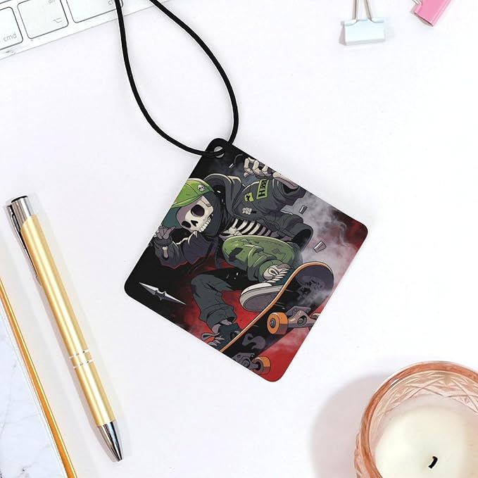 5PCS Car Air Freshener Hanging Personalized Double Sided Skull Rider Car Fresheners Long Lasting New Cars Scents Cute Automotive Freshies for Closets Drawers (tea)