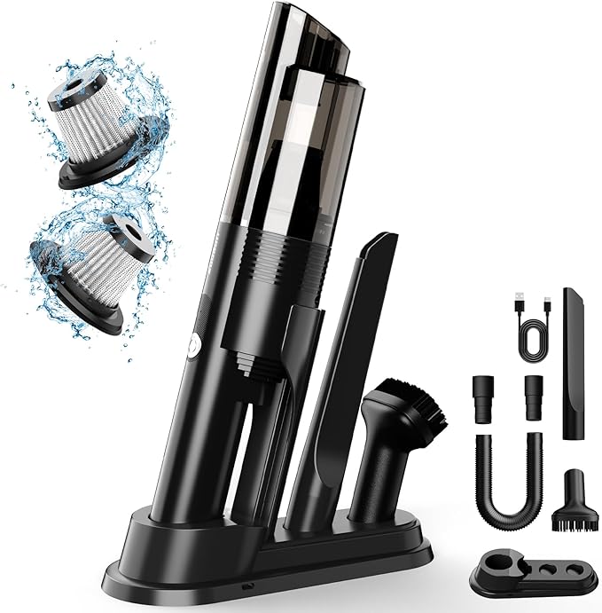 Handheld Vacuum Cordless10KPA Powerful Suction Car Vacuum with 2-Speed Vacuum Cleaner with Charging Dock Portable Lightweight 4-in-1 Mini Hand Held Vacuum for Car Home Pet Office and Pet Hair