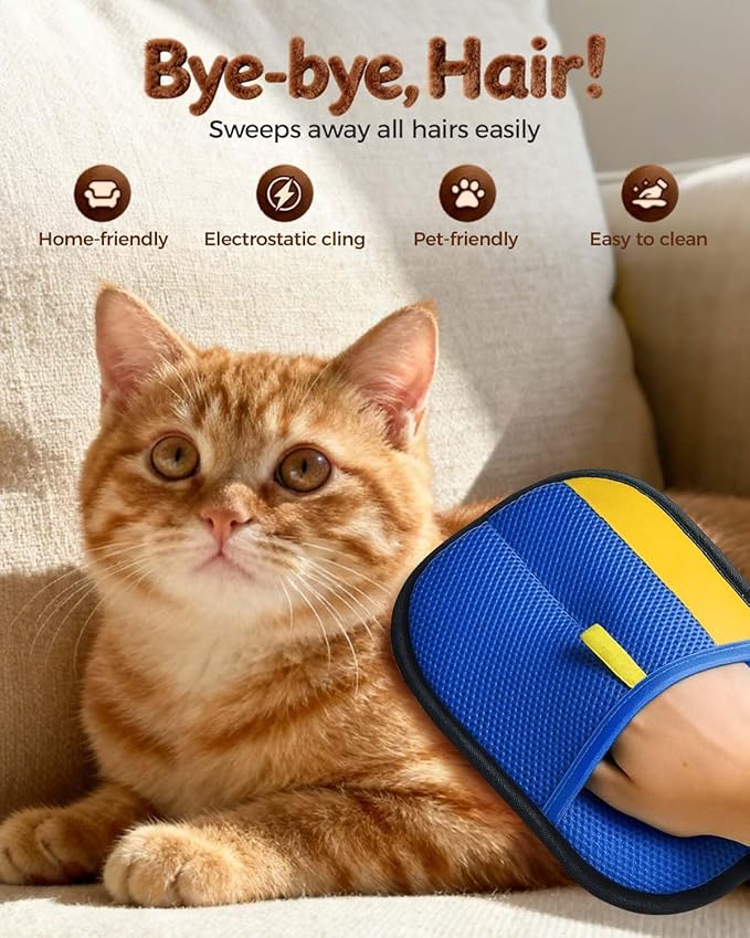 Pet Hair Removal Glove Upgraded Thickened Pet Hair Remover Glove for Cats &amp Dogs Reusable Powerful Cat Grooming Gloves Pet Hair Remover Tool for Clothing Couch Furniture Car Seats