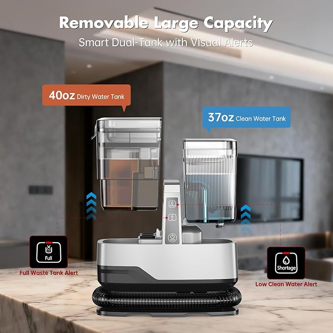 Portable Carpet &amp Upholstery Spot Cleaner Machine 20Kpa Power Suction Carpet Shampooer Deep Cleaning for Pet StainsCouchStairCarFurniture with Dual Brush Heads &amp Cleaning Solution &amp Se