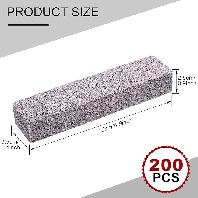 Chinco 200 Packs Pumice Stick for Cheaning Pumice Scouring Stone Pad Removing Stain Grime Without Leaving Scratches for Kitchen Oven Stove Home Bathroom Toilet Pool House Cleaning Supplies