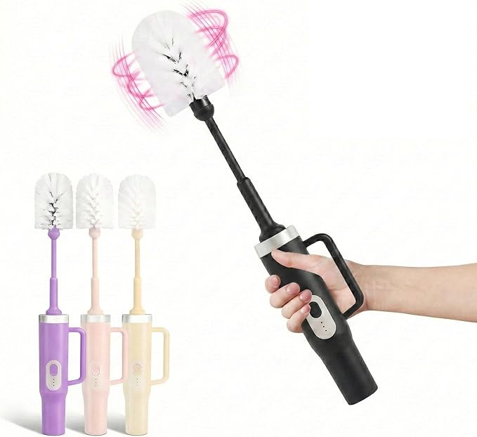 Electric Water Bottle Brush and Straw Cleaner Brush Long Handle Bottle Cleaner Brush 2 in 1 Bottle Cleaning Brush for Sports Bottles Baby Bottles Mugs StrawsStanley Cup
