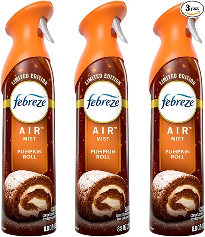 Febreeze Fall Winter Limited Edition Room Spray Special Edition for Fall Scents &amp Winter Scents | 3 pack of Air Effects Room Spray (Pumpkin Roll)