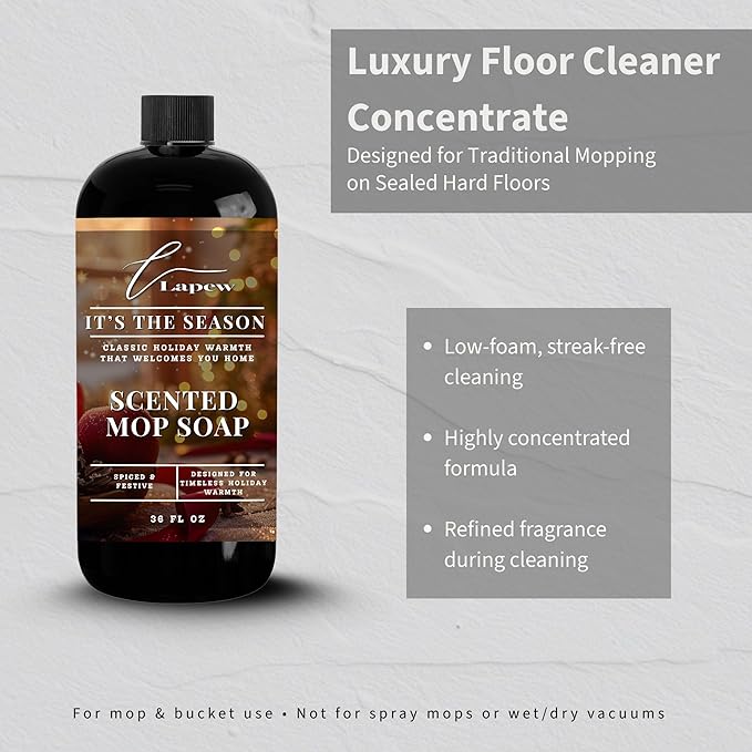 Lapew It's The Season Scented Mop Soap - Luxury Floor Cleaner Concentrate for Mopping Tile Laminate Vinyl &amp Hardwood | Streak-Free Low-Foam | 36 oz