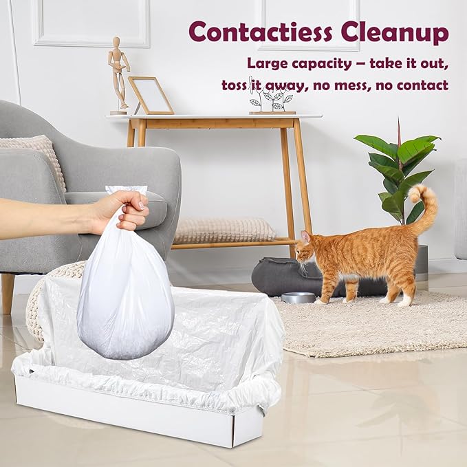Trash Bags Compatible with Popur X5 Litter Box – Thickened Leakproof Design 7-Day Odor Control Perfect Fit for X5 Self-Cleaning Cat Litter Boxes -40PCS