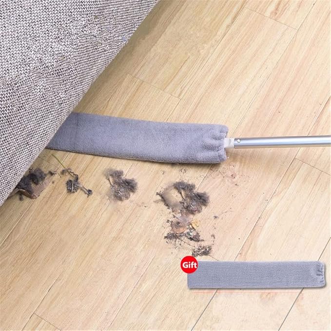 Bedside Dust Brush Mop Household Artifacts Bed Bottom Gap Clean Hair Sweeping Dusty Duster (Size : with 2 Cloth)
