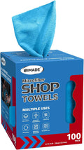 Shop Towels 100 Sheets Microfiber Cleaning Cloth Commercial Grade Washcloths Lint-Free Bulk Shops Rags for Cars Mechanic Restaurant Garage Housekeeping 11x 9 Blue
