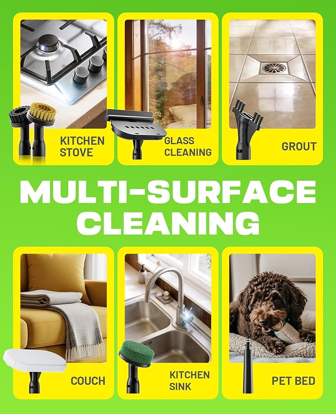 POPCHOSE Steam Cleaner with Detergent Dispenser 15s Heat-Up Handheld Steam Cleaner for Home 500ml Removable Water Tank Lightweight Portable Steamer for Cleaning Grout Windows Kitchen Easy Refill