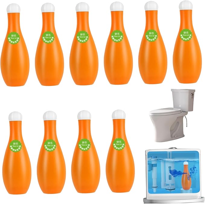 Toilet Tank Cleaner 10Pcs Bowling Toilet Bowl Cleaner In Bottle Effective Cleaning Liquid with Long Lasting Fragrance Deodorizer Bowl L