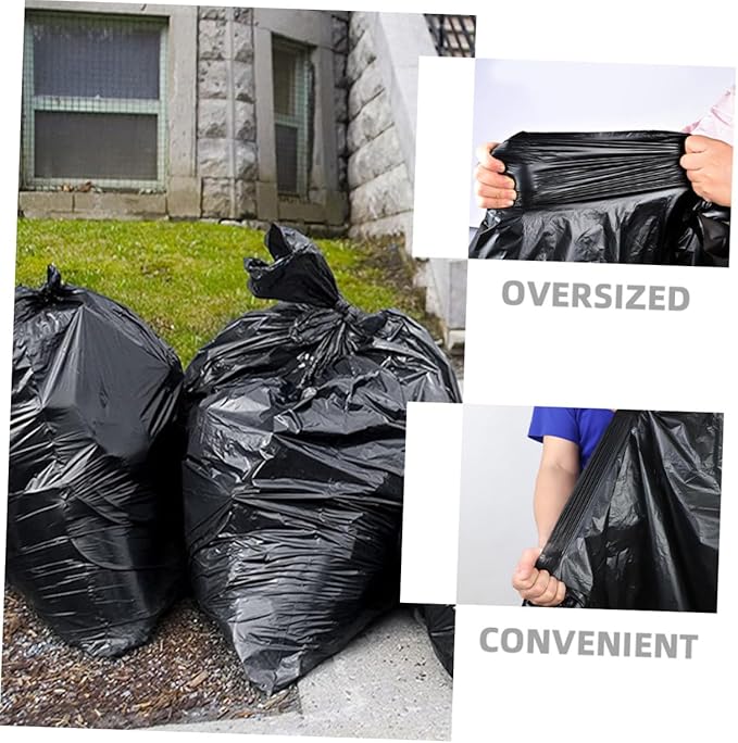 TEHAUX Extra Large Black Garbage Bags 50pcs 80x100cm Heavy Duty Trash Bags for Kitchen Outdoor Commercial Use Suitable for 100l Bins