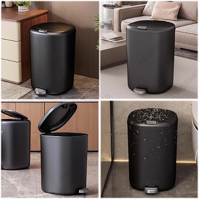 Foot Pedal Trash Can with Lid Large Capacity Trash Can Waste Bin Garbage Can Rubbish Bin Wastebasket Paper Basket Pedal Trash Bin for Kitchen Bathroom Bedroom Living Room