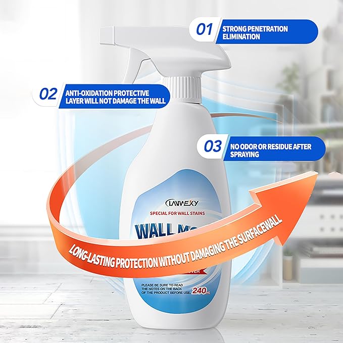 LANWEXY-Highly Effective Removal SprayWall Cleaner Spray-Bathroom Foam Cleaner for ShowerWallCeilingWoodKitchensTileKiller with Prevention Inhibitor-3 bottles