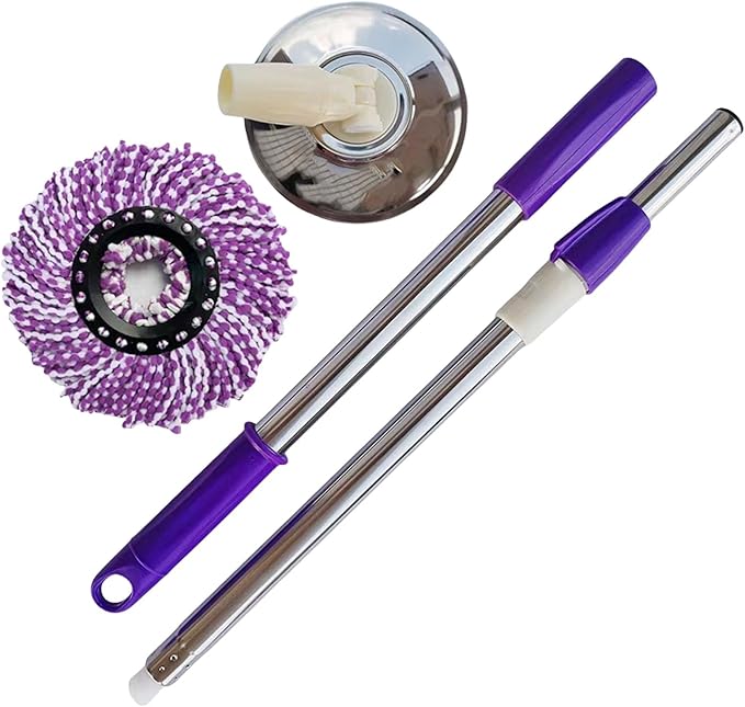 Efficient Rotating Floor Mop Quick Drying Mechanism Household Tool with Removable Head Stainless Steels Rod