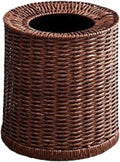 Imitation Rattan Trash Can Rubbish Can Waste Basket Elegant Decorative Dustbin Practical Woven Wastebasket for Living Room S