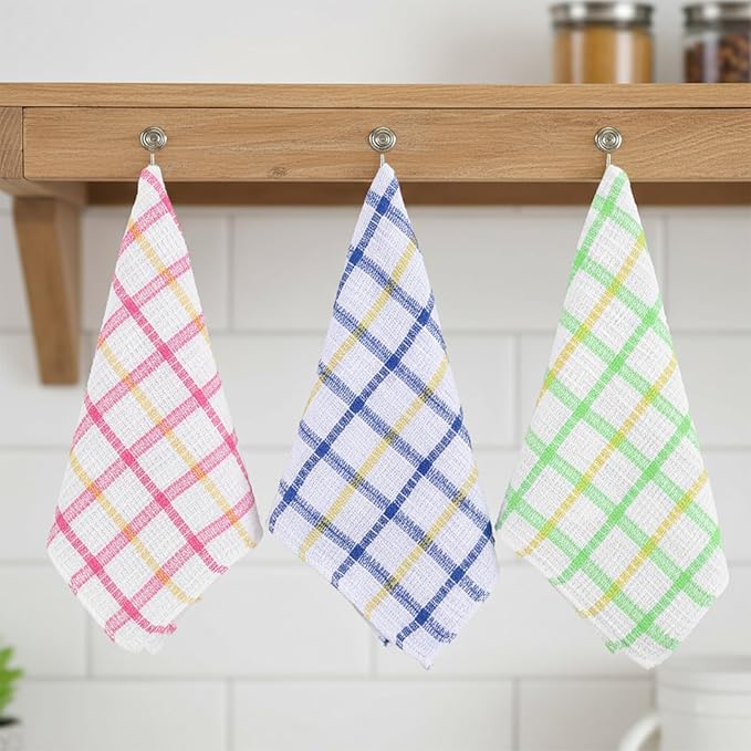36 Pieces Kitchen Dish Cloths Dish Towels Washable Cleaning Cloth for Washing Dishes Wipe Glass Home Kitchen Household Supplies 12 x 12 Inch (3 Colors)