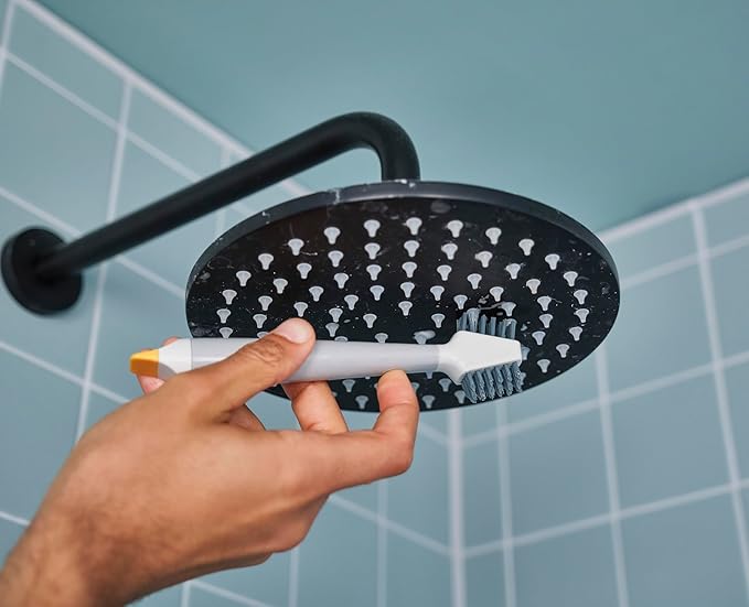 Joseph Joseph CleanTech 6-Piece Cleaning Set with Extension Handle Includes: Glass Cleaner w/Squeegee Tile Scrubber Grout Brush Surface Cleaner and Duster with Telescopic Pole for Ceiling Fan