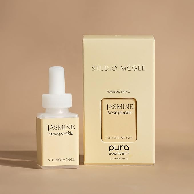 Pura x Studio McGee Smart Home Air Diffuser - Smart Air Diffuser - Up to 120-Hours of Luxury Fragrance per Refill - Spring &amp Summer Fragrance - 2 Pack Jasmine Honeysuckle